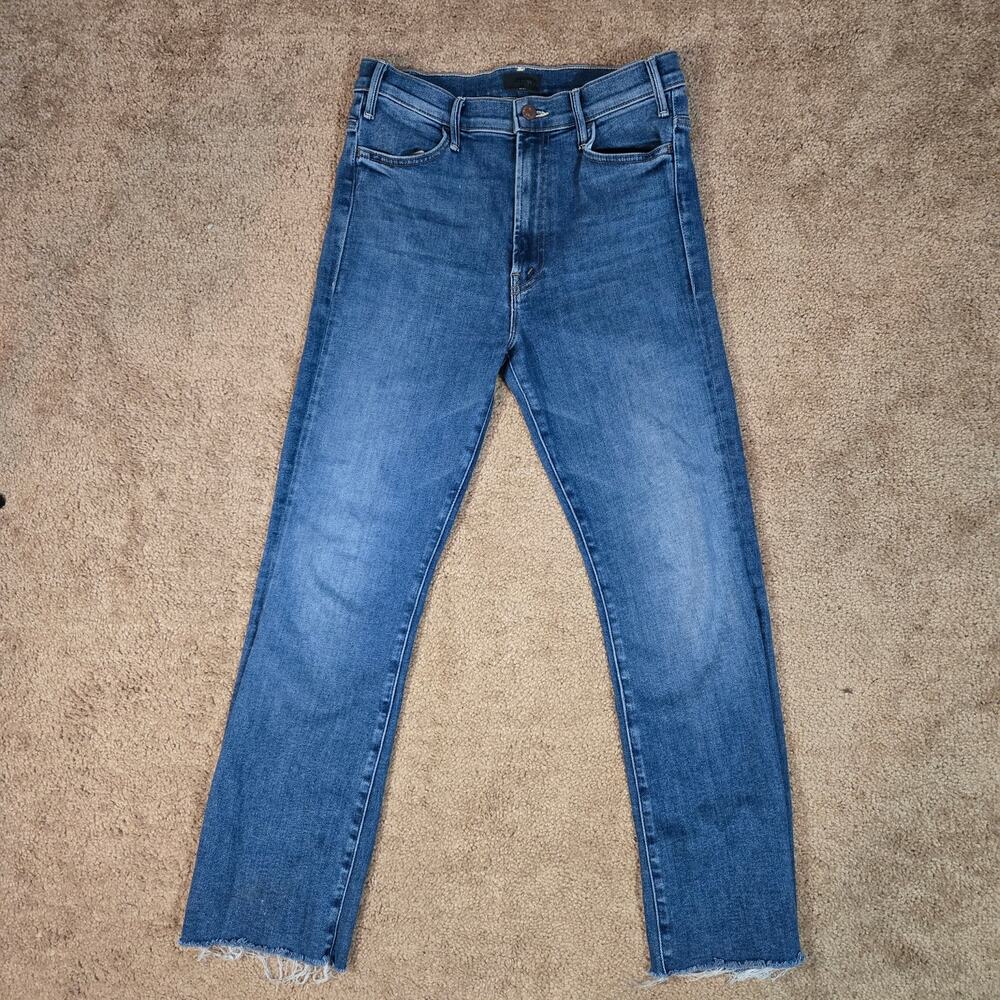 MOTHER The Hustler Ankle Fray Flare Jeans Sz 29 Satisfaction Guaranteed Wash